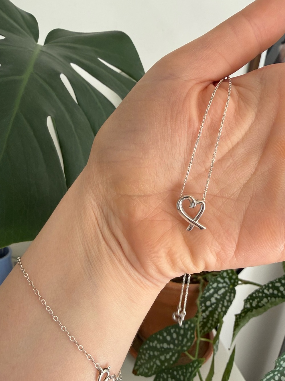 Tiffany x Paloma Picasso Sterling Silver Heart Ribbon Pendant Necklace